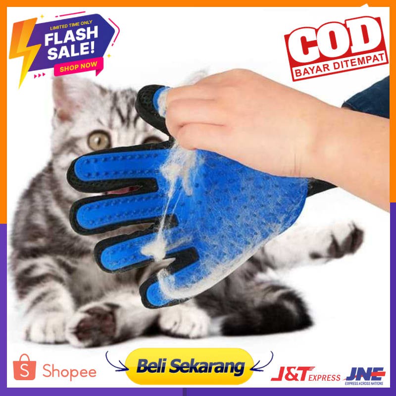 True Touch - Sarung Tangan Pemijat Perapi Bulu Hewan Anjing Kucing