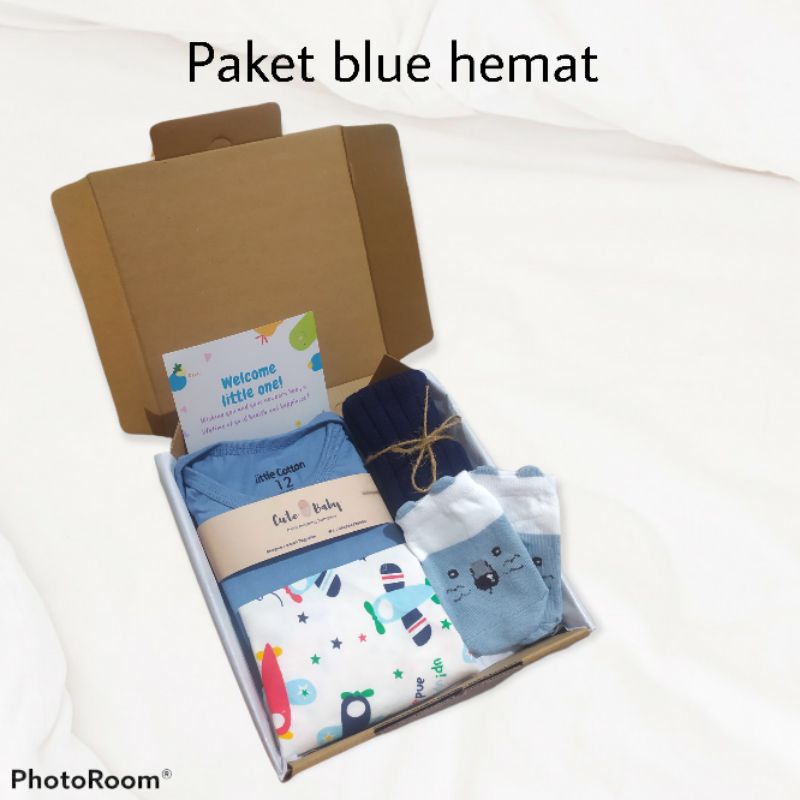 Termurah Paket Hampers Bayi / Hampers Baby / Parcel Baby / kado lahiran by cute baby-Paket blue hemat
