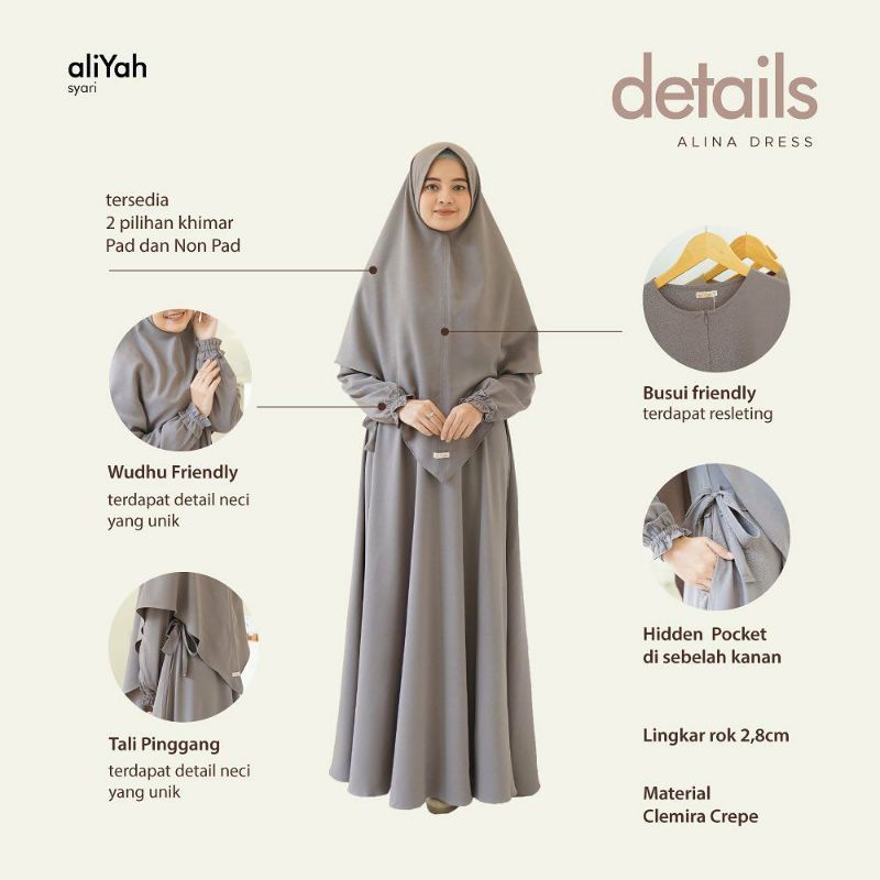 Alina Set by Aliyah Syari | gamis busui | bahan crepe