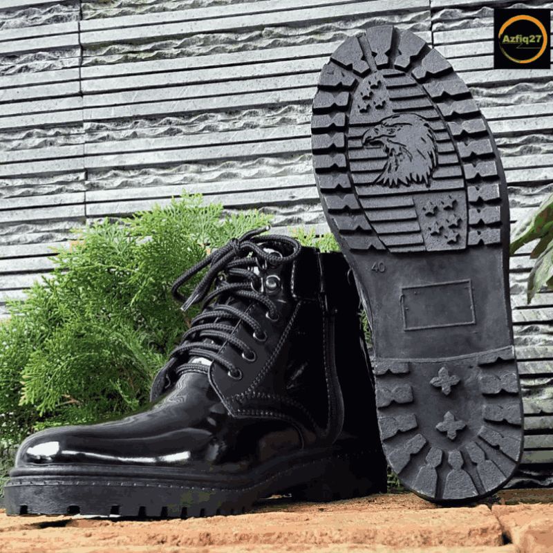 Sepatu Pdh Terbaru Tni Polri Security Basarnas Original Mengkilap Sol PVC GARUDA Merk Azfiq27 #1