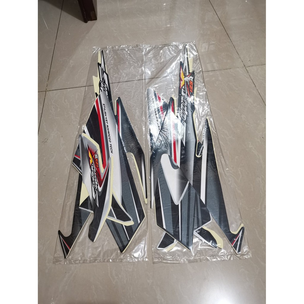 Stiker Bodi & Lis Body & Striping Supra X 125 2006 Hitam Silver