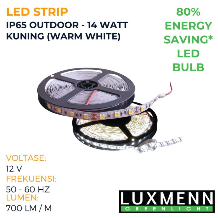 Luxmenn LED Strip Outdoor IP65 / IP 65 14 W / 14 Watt 5M 5 M 5 METER - Kuning