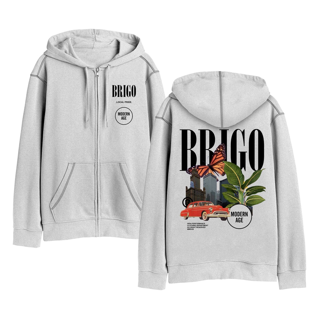 Sweater Hoodie Resleting BRIGO Modern Age Sablon DTF Fleece Cotton II BRIGO Zipper Jumper Hoodie Modern Age II M-XXL (Pria &amp; Wanita) Free stiker&amp;Gantungan Kunci