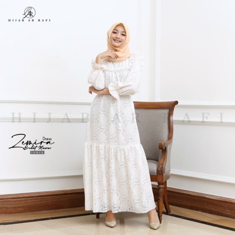 Terbaru Baju Dress formal gamis kondangan brokat dewasa terbaru ORI ArRafi dress Zemira nibras