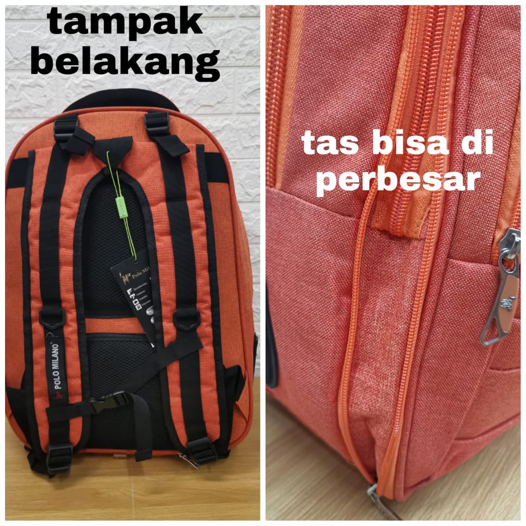 TAS RANSEL POLO MILANO - 88125 TAS RANSEL SEKOLAH KULIAH Tas Kerja MURAH FREE Botol Minum