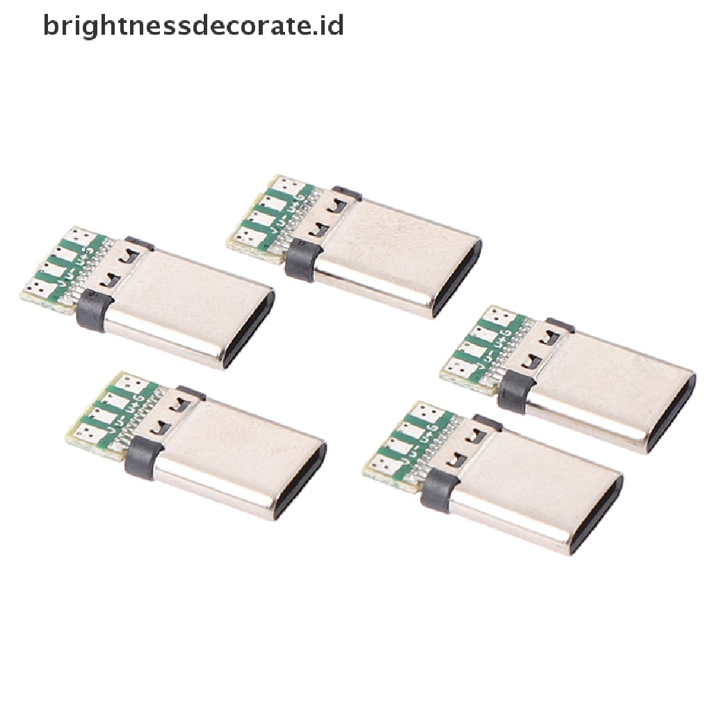 5 Pcs Konektor Soket USB 3.1 Tipe C Male Solder Plug Untuk PC Board