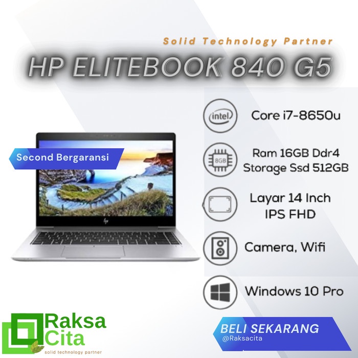 Hp Elitebook 840 G5 Core i7 Gen8 Ram 16GB SSD 512GB