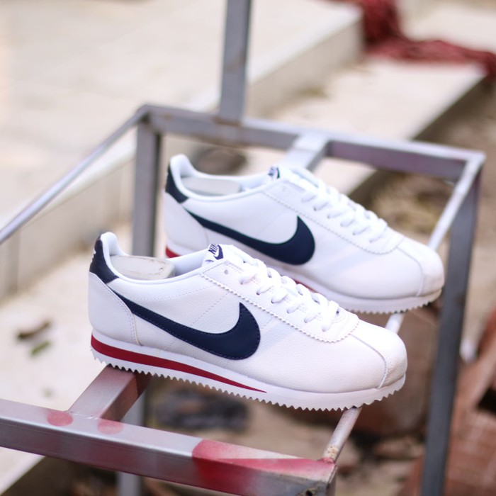 nike cortez white navy red