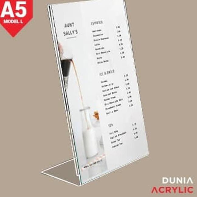

Display Menu A5 / tempat brosur / nomor meja acrylic / acrylic display