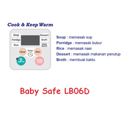 Baby Safe Slow Cooker Auto Menu Memasak Aneka Makanan Bayi LB06D