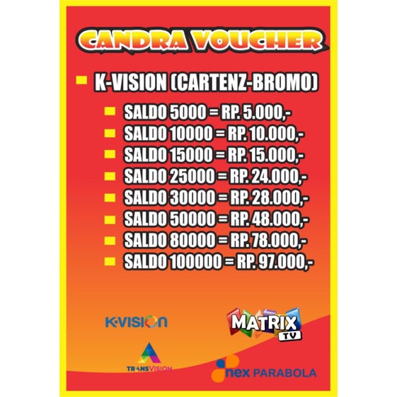 Saldo K-Vision (Bromo-Cartenz) 30.000 sd 100.000