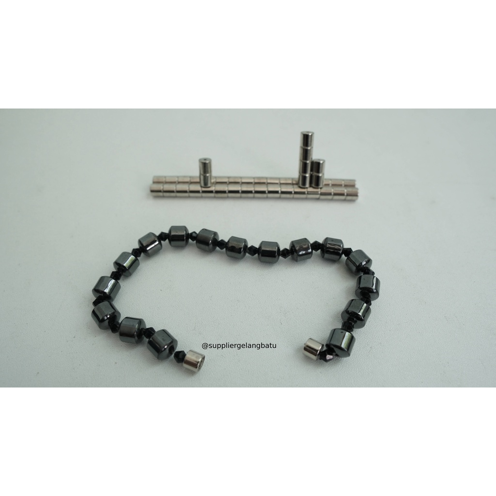 Aksesoris stopper magnet 6mm silver bahan rangkai gelang kalung tali