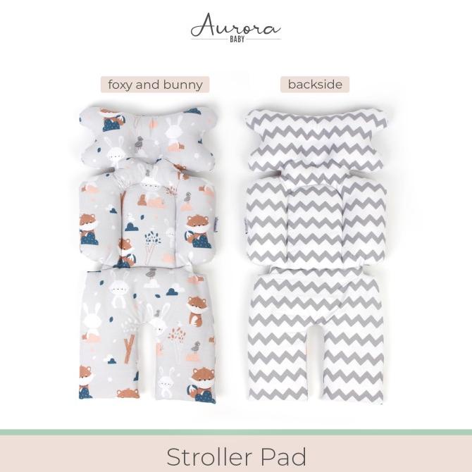 ALAS STROLLER - Aurora Baby dengan Sandaran Bantal Peyang (Peang) Motif Ufo Blue / Airy Brown / Bunny Grey