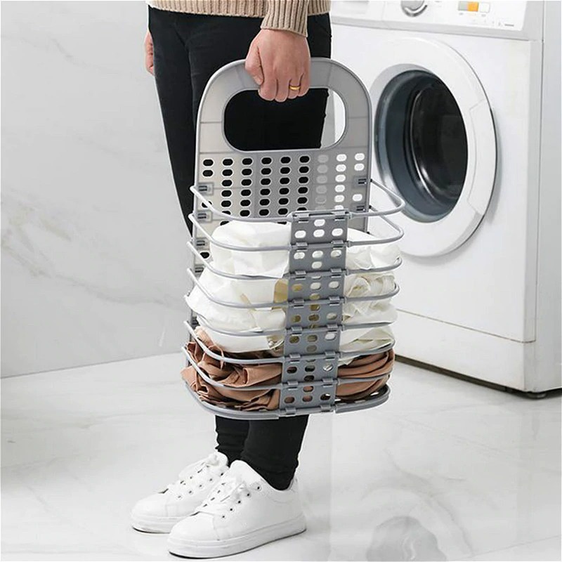 LISHEN Keranjang Lipat Gantung Penyimpanan Pakaian Kotor Foldable Laundry Organizer - YJ38 gray