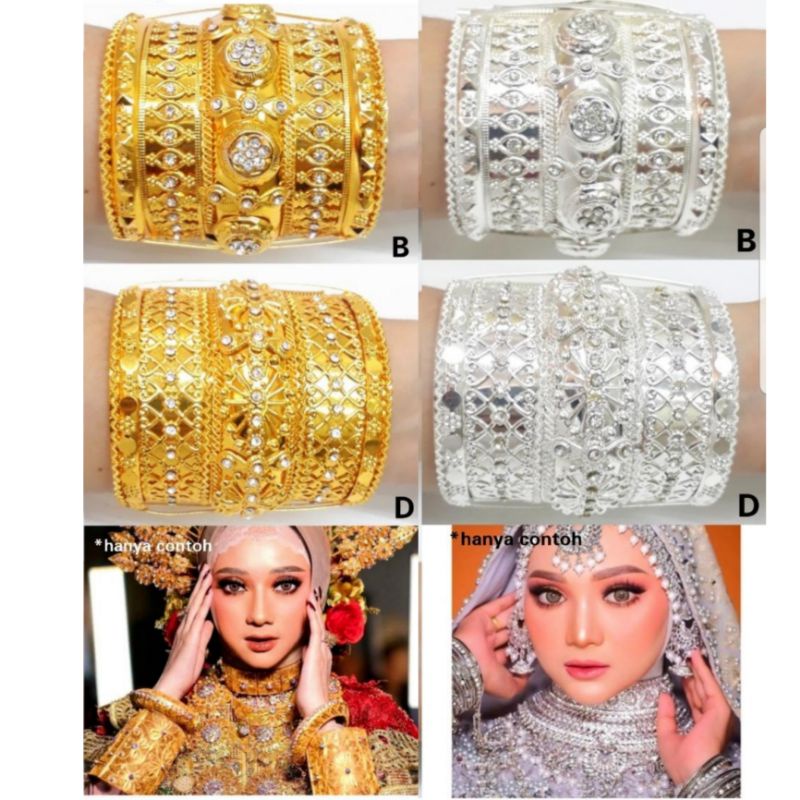 Gelng pengantin adat/gelang tabung gold silver/aksesories india/perhiasan india
