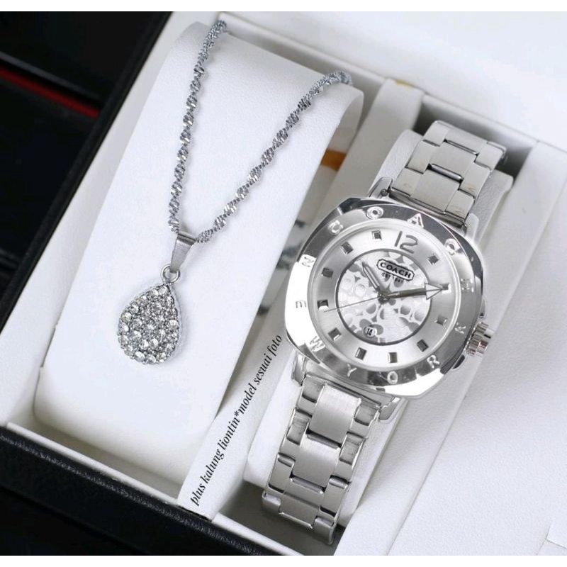 Jam Tangan Coach Wanita Free Kalung Jam Tangan Stainliss Terlaris Jam Tangan Wanita Fashion