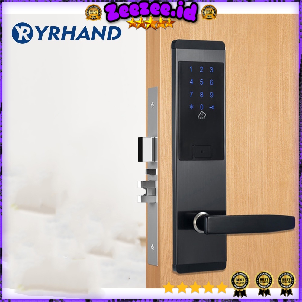 Gagang Pintu Elektrik Intelligent Password Tapping Key Card Door Unlock Right Open - T20 - Black