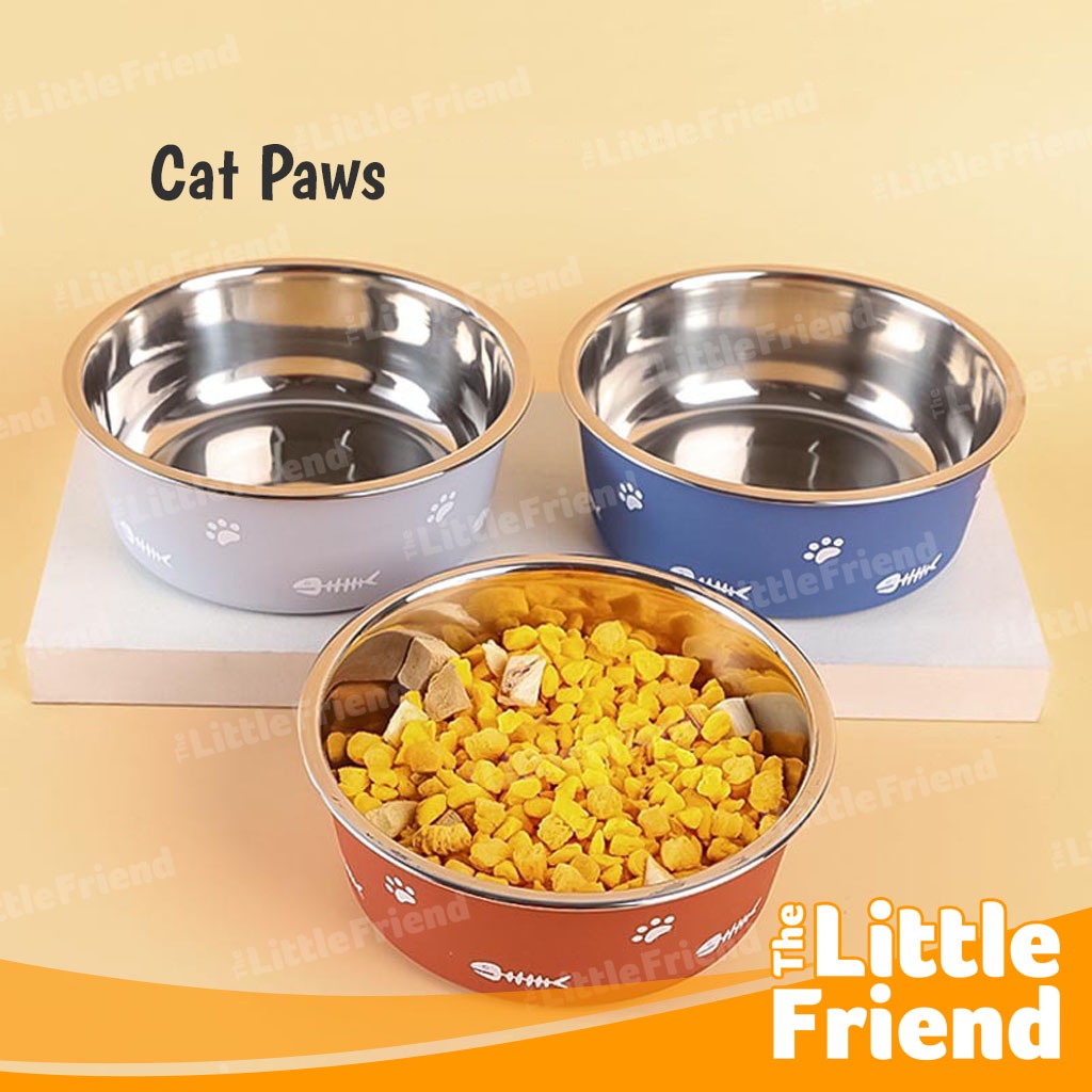 Mangkuk Makan atau Minum Kucing Anjing Non Slip Double Layer Stainless