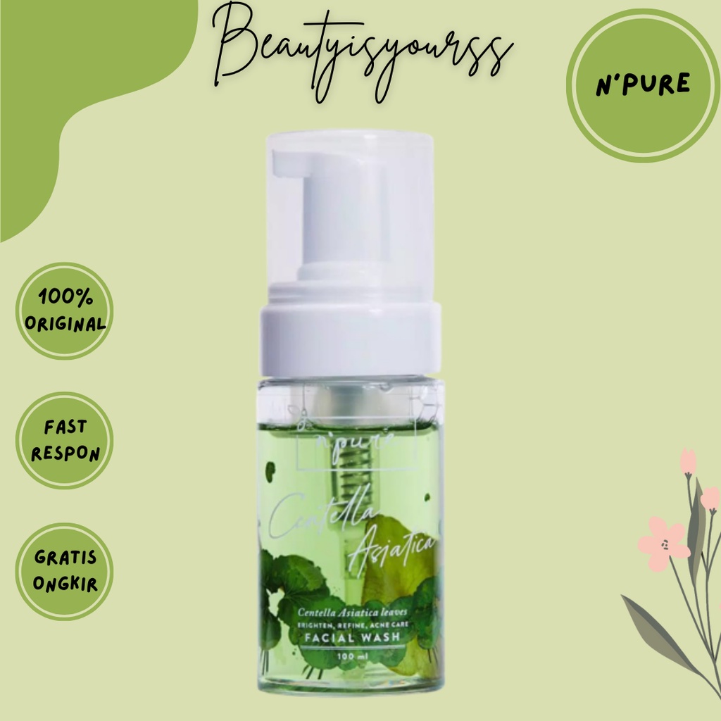 NPURE Face Wash / Centella Asiatica Cica Facial Wash 100ml Pria Wanita Glowing Untuk Kulit Sensitif 
