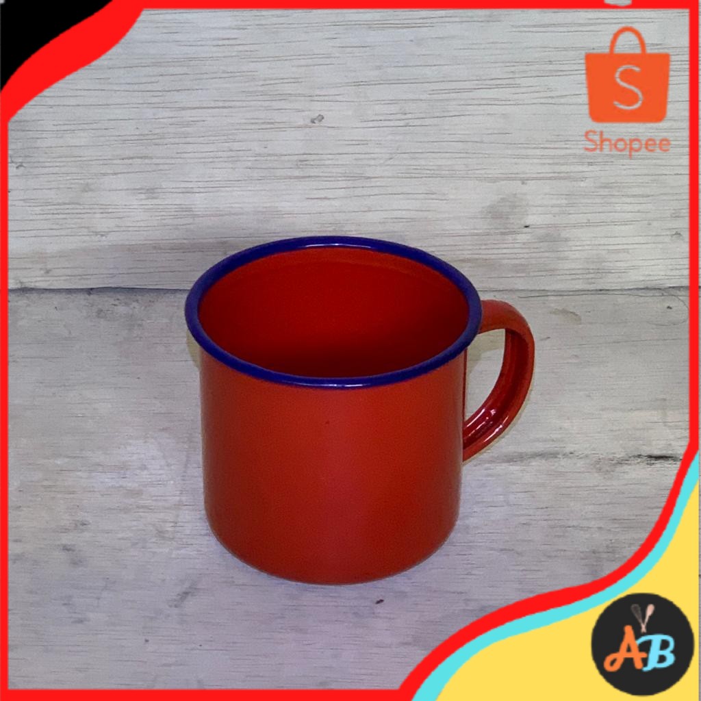 Mug Cangkir Gelas gagang melanin 7 CM Polos 1 Lusin Warna Merah ( Edisi Terbatas )