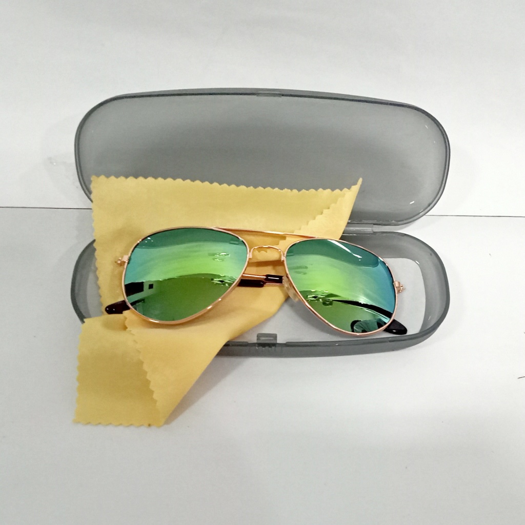Kacamata anak aviator hitam / sunglasses fashion bl rv mirror murah lucu keren / aksesoris kids sunglasess kaca mata anak laki atau perempuan-hijau + box