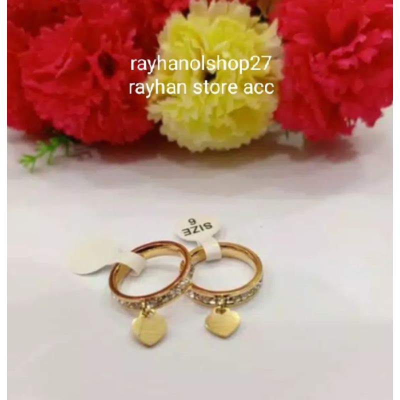 Cincin permata Full motif Nuri Love gold terbaru