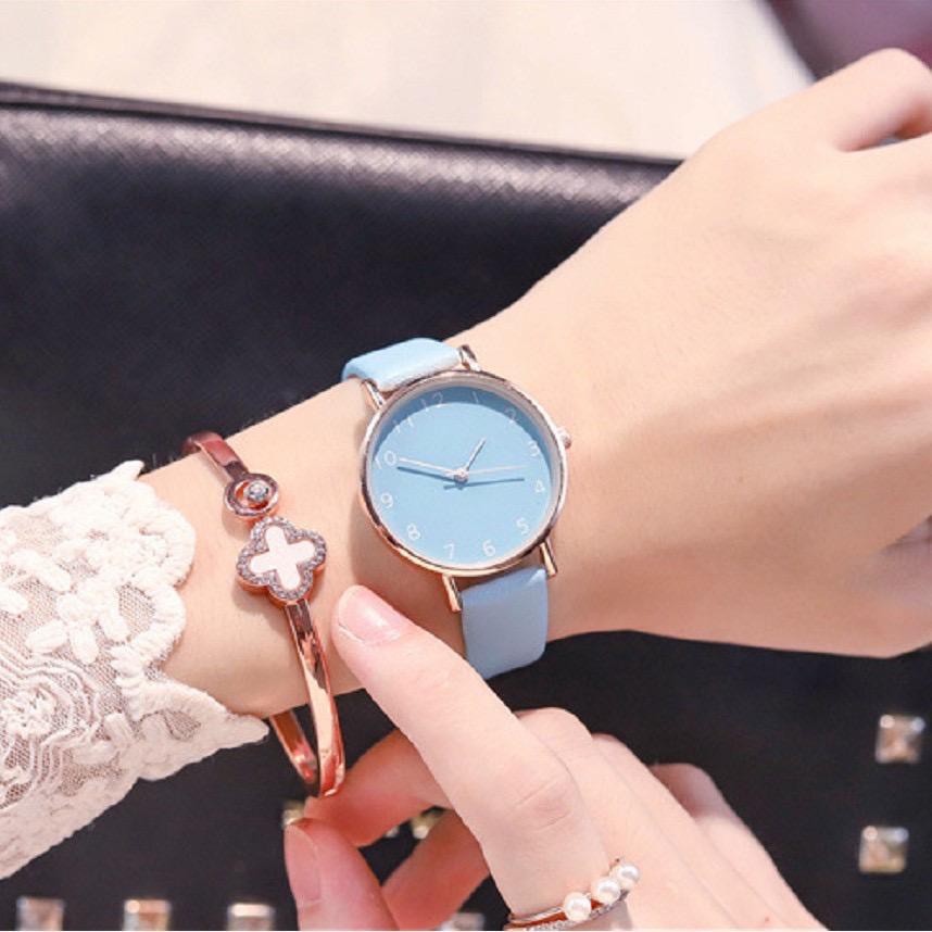 BAJ Jam Tangan Wanita Kulit Korea Strap PU Leather Polos Analog Quartz Fashion Korean Watch Casual JF072