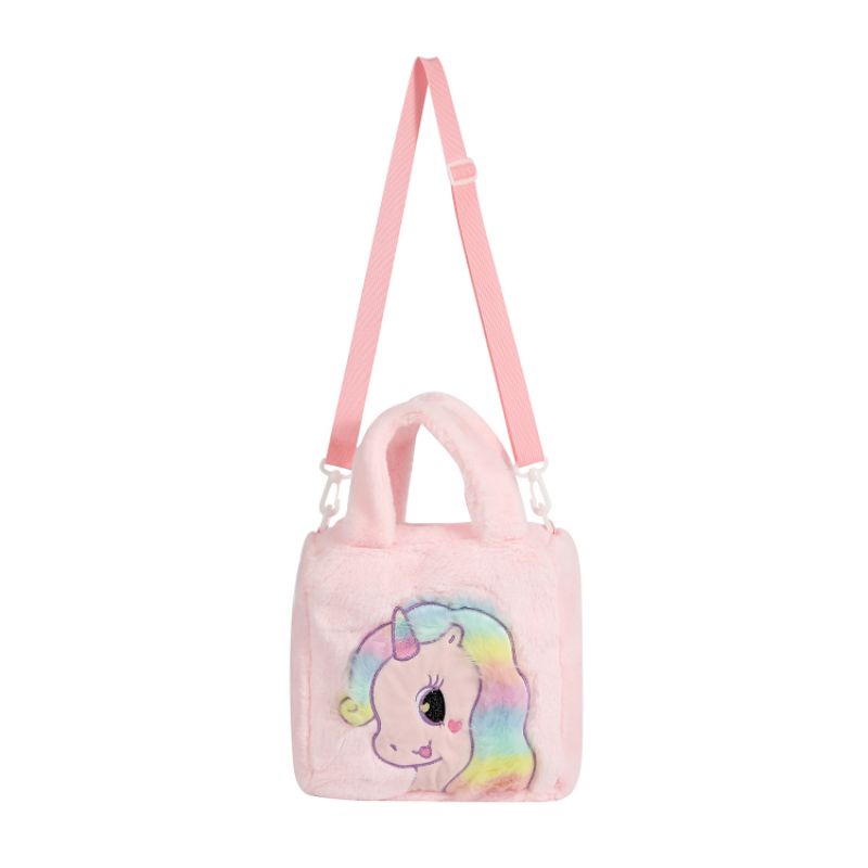 tas selempang bulu unicorn sling bag unicorn