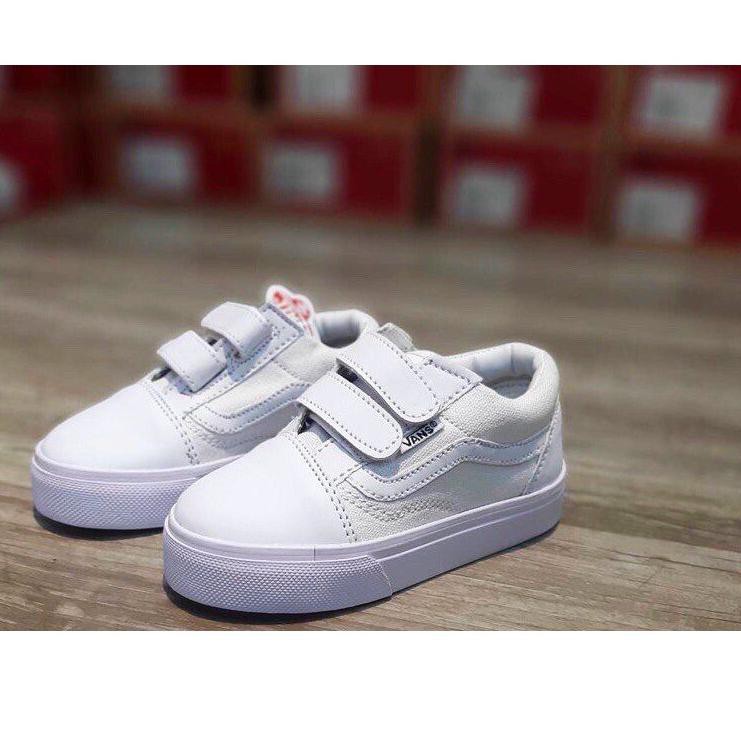 SEPATU VANS ANAK FULL PUTIH TALI DAN PEREKAT 