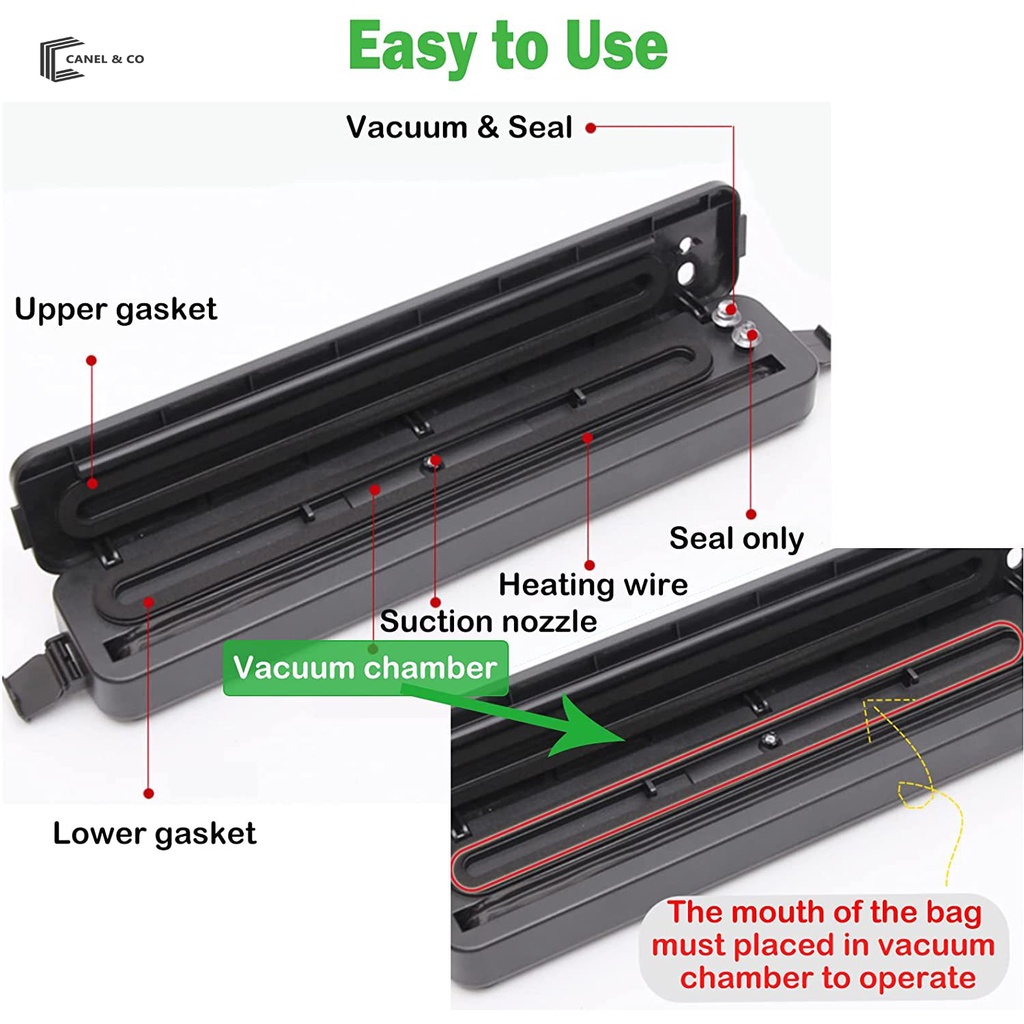 CANEL &amp; CO Alat Vacum Sealer Fresh Makanan Food Packing Machine /Mesin Vacuum Sealer Makanan Food Grade