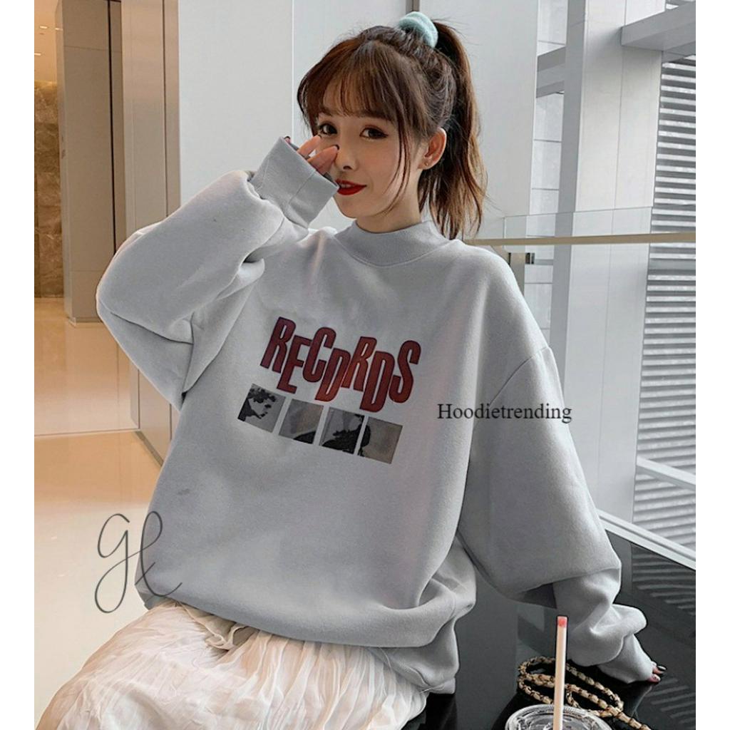 HODISO - Basic Sweater Records Fleece M-Xxl Unisex (Pria&amp;Wanita) Korean Style