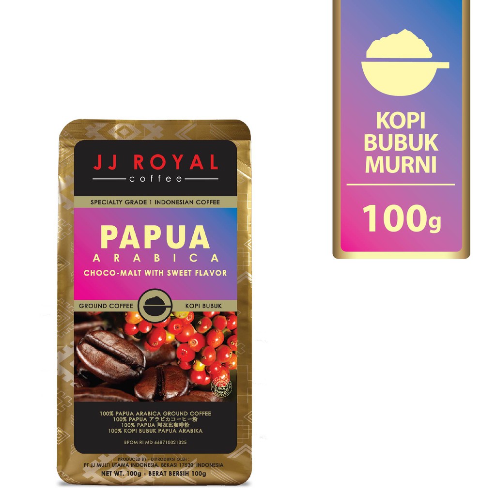 

JJ Royal Coffee Papua Arabica Ground (Kopi Bubuk) Bag 100g