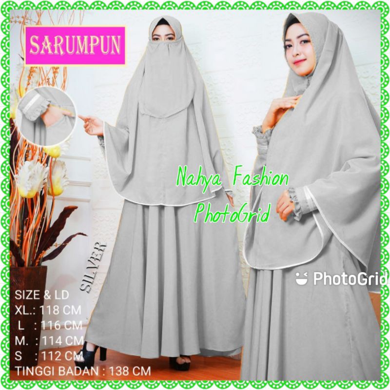 Gamis Syar'i Set Cadar Wolfis Silver