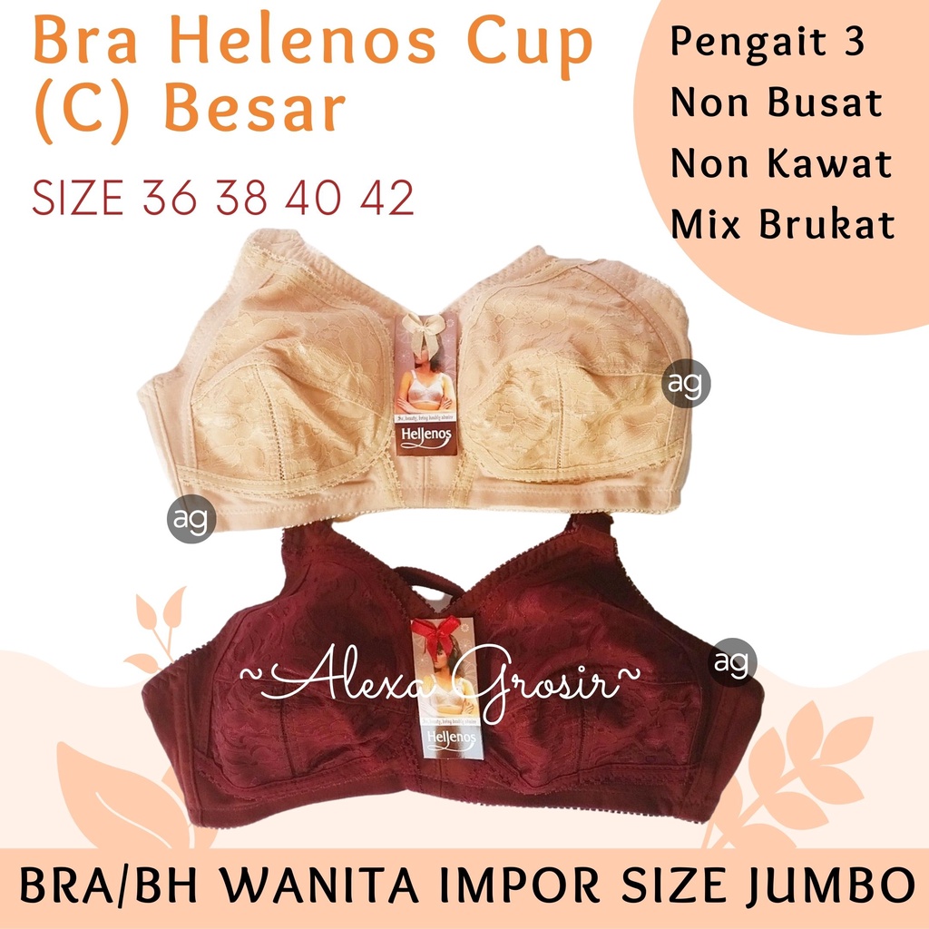 Bra tanpa kawat/tanpa busa/bra HELLENOS BRUKAT Full cup