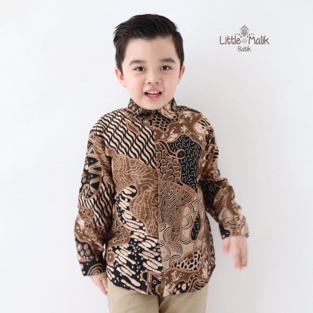 READY STOCK Kemeja Batik Couple  Anak / Ayah Lengan Panjang By Little Malik Batik, Cokelat