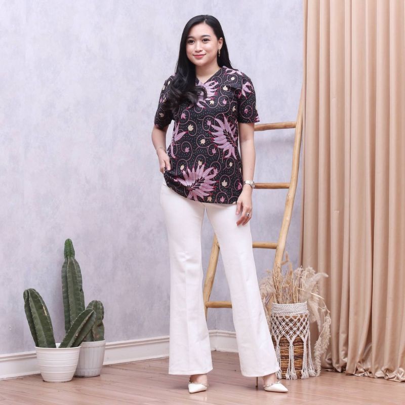 Baju Blouse Batik Stretch Standar XL / Atasan Batik Wanita