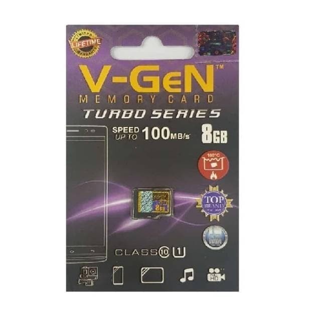 Micro SD Memory Card V-GEN 4 / 8 / 32 / 64 GB Turbo Series Speed Up To 100MB/s Class 6 Micro SD V-GEN Original