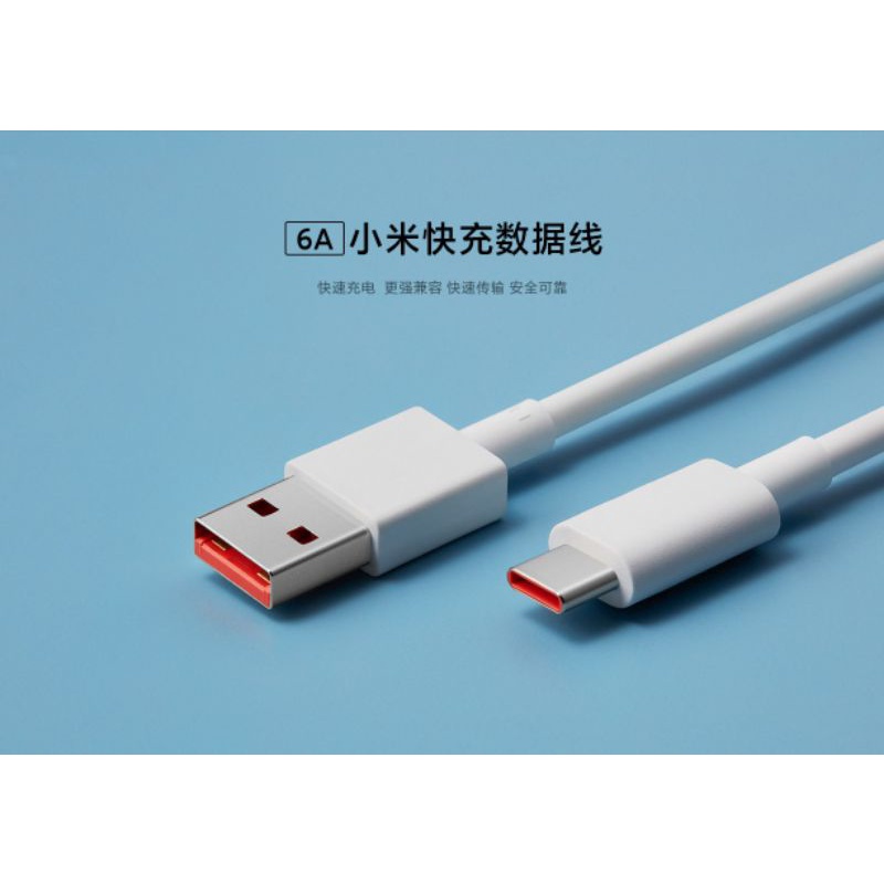 Xiaomi 6A USB Type C Turbo Fast Charge Data Cable Kabel Charger Tipe C