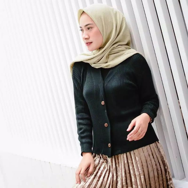 Cardy Crop / Willy Crop / Cardigan Crop Rajut Kacing Batok / Cardy Knit Crop