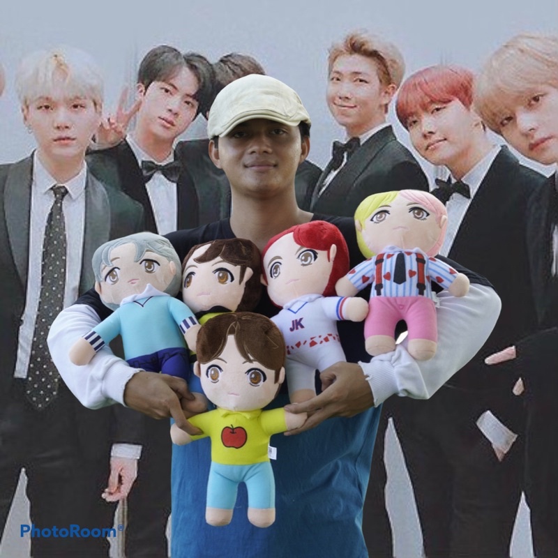 Boneka standing karakter kartun BTS BT21 Official jungkook suga jhope jin jimin/ boneka bts