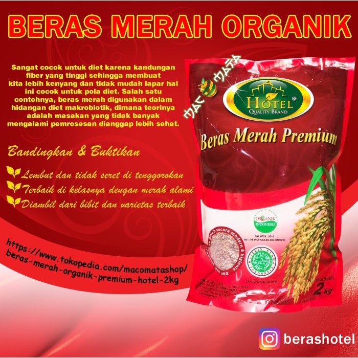 

Beras Merah HOTEL 2kg - Beras Merah Organik HOTEL-HOTEL Beras Organik