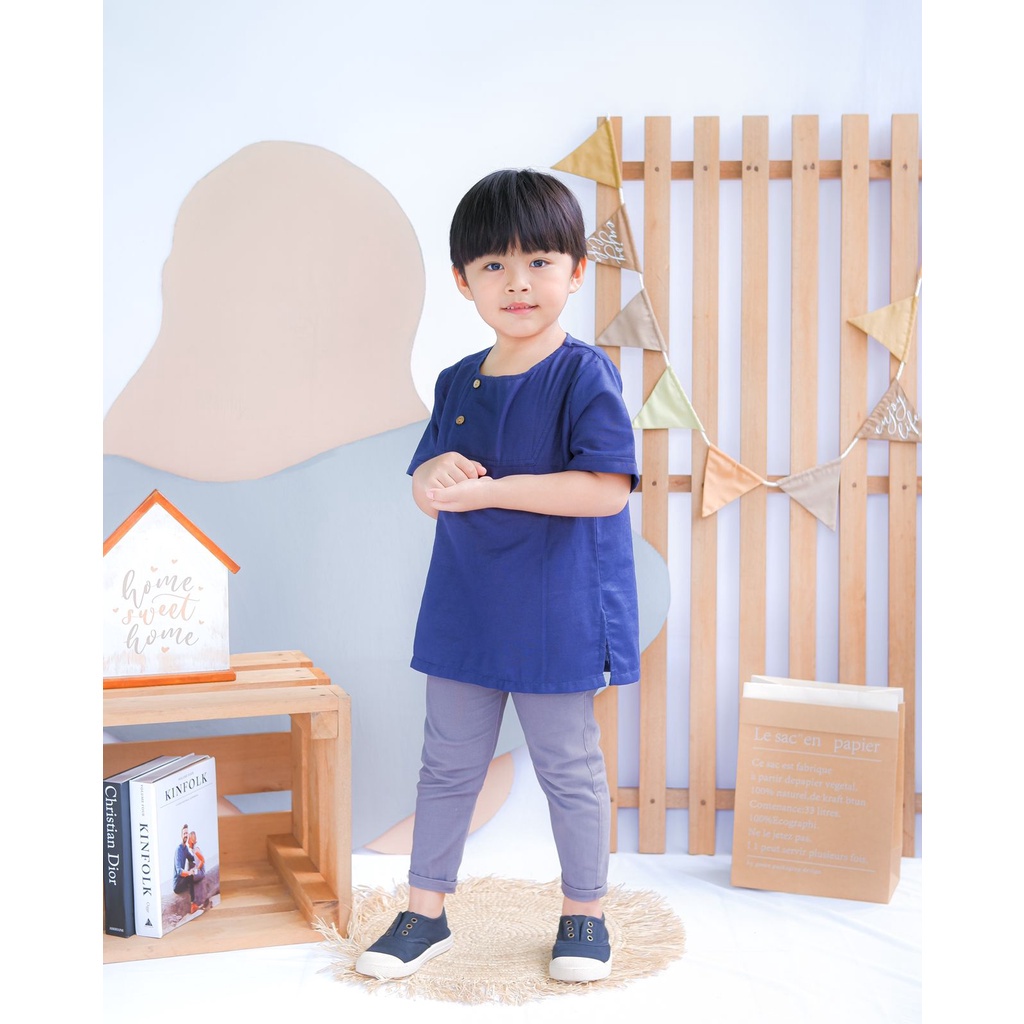 Koko Anak Noah Original Lucuna Linen Super Premium Koko Anak Laki-laki