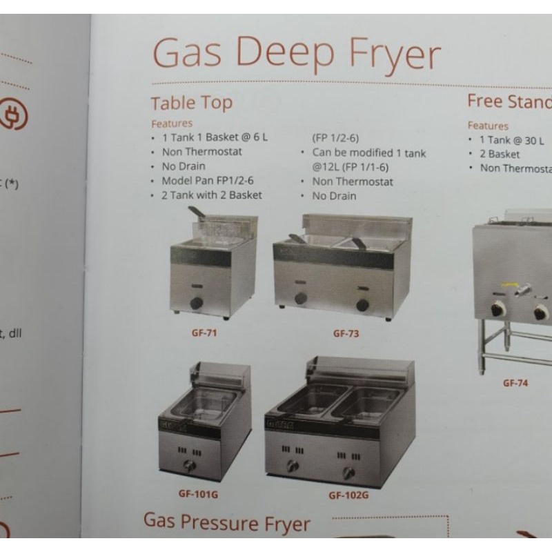 Getra Gea gas deep fryer penggorengan gas GF 102G / GF102G / GF 102 G