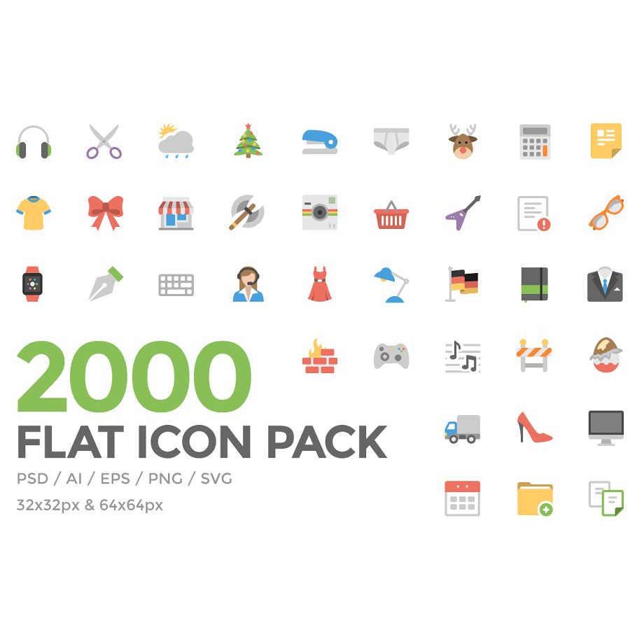 6000 Flat Icons Big Bundle - Vector Designs