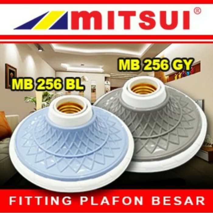 Fitting Plafon Besar Mitsui MB 256 MB256 Fiting plafon jumbo Fiting Lampu Plafon Biru Abu 5.5 inch