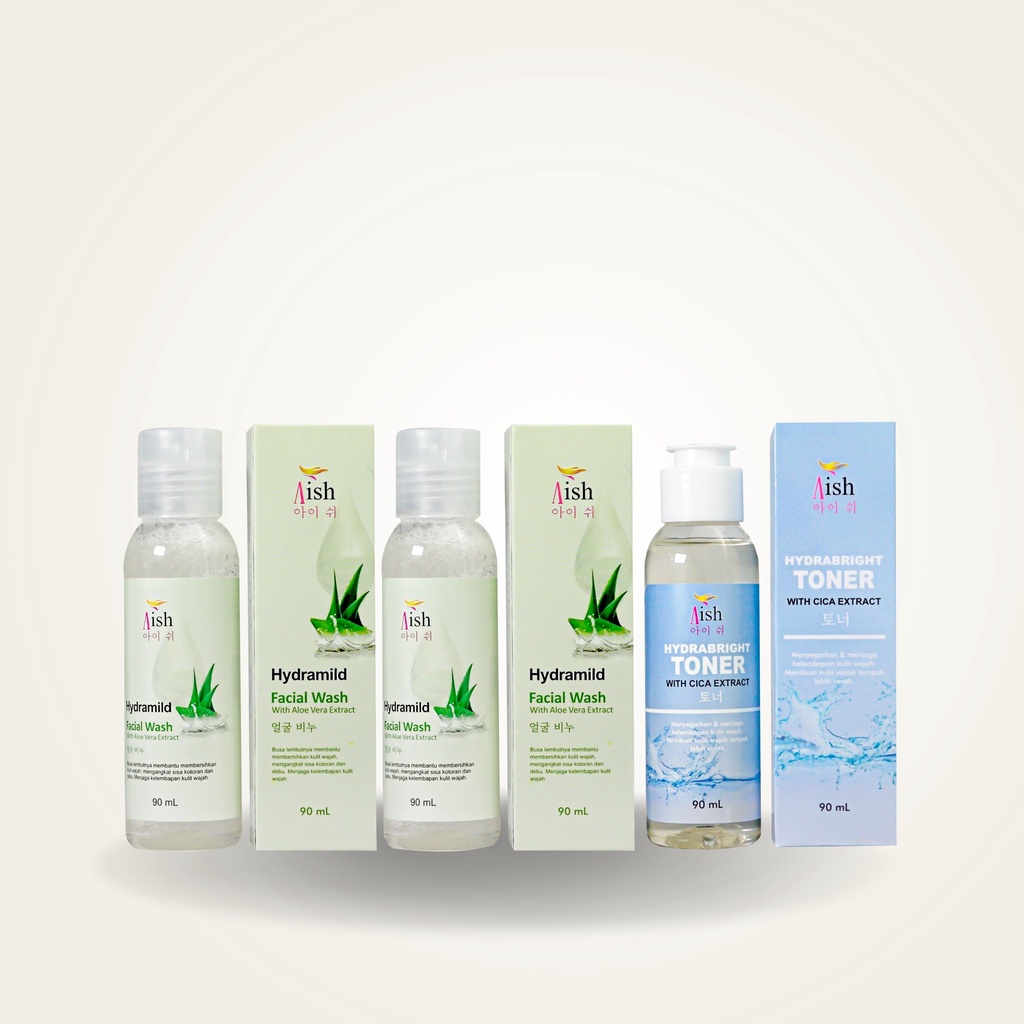 AISH SKINCARE  - FACIAL WASH / AISH SERUM KOREA / TONER / DAY&NIGHT CREAM - 100% Original-2 Facial Wash +Toner