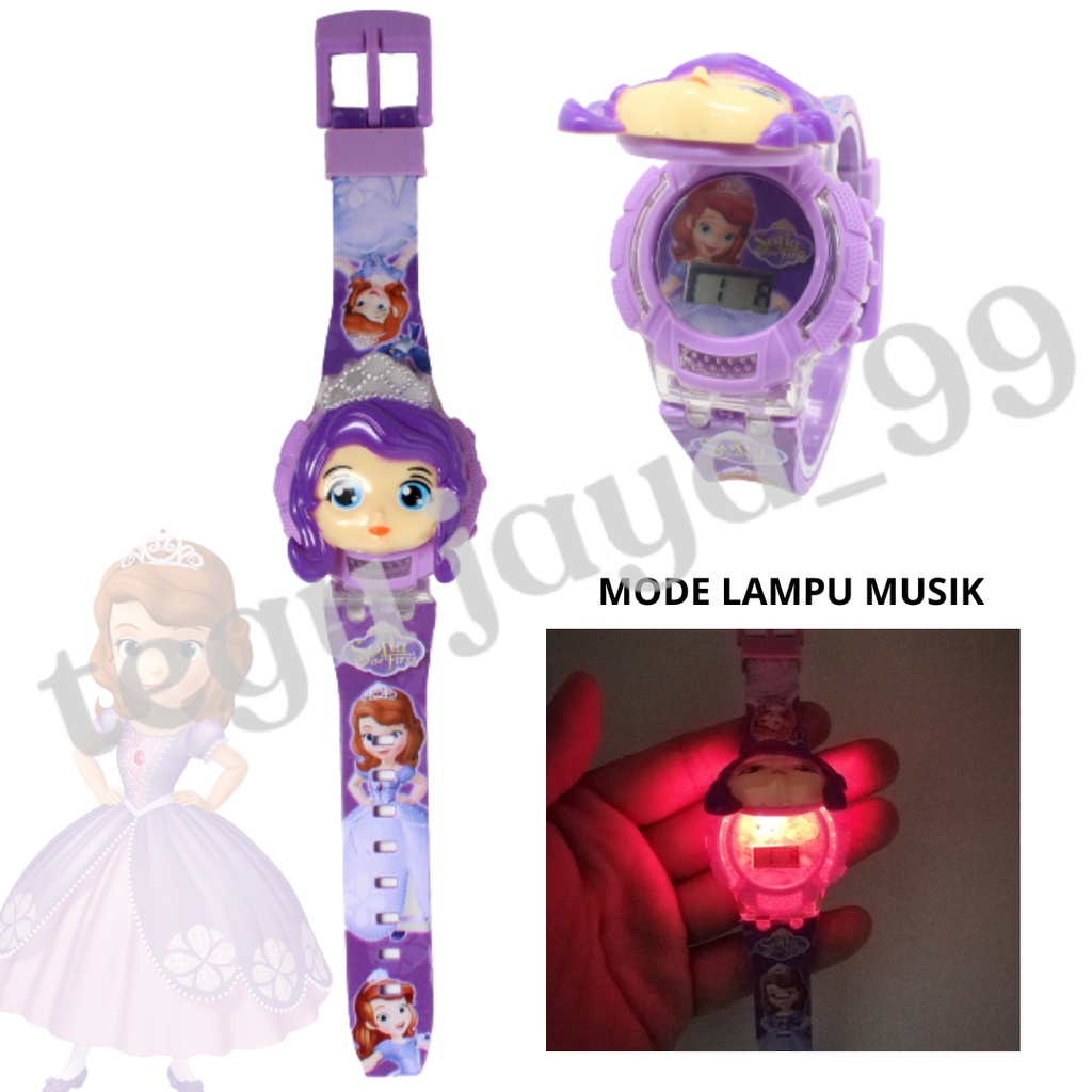 TERBARU!!! JAM TANGAN ANAK PEREMPUAN LAMPU DAN MUSIK KARAKTER KARTUN TE0053 GROSIR MURAH