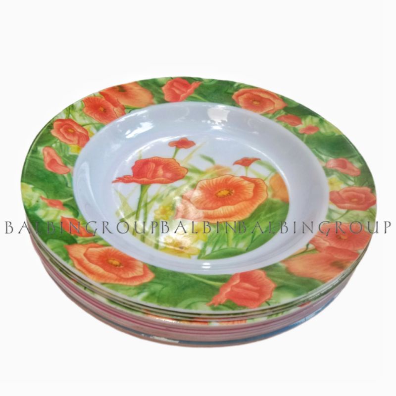 PIRING MAKAN 9INC SEMI MELAMINE MOTIF - SHING ISI 6 PCS