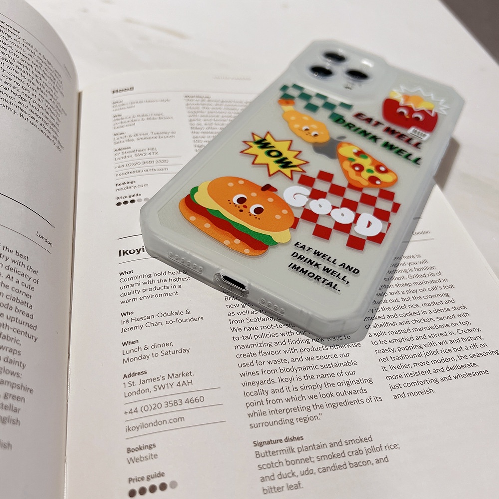 IPHONE Kartun Hamburger Keripik Pizza Lucu Lembut Casing Ponsel Cover Untuk Iphone7 8 PLUS X XR XS 11 12 13 14 MINI PRO MAX SE 2020