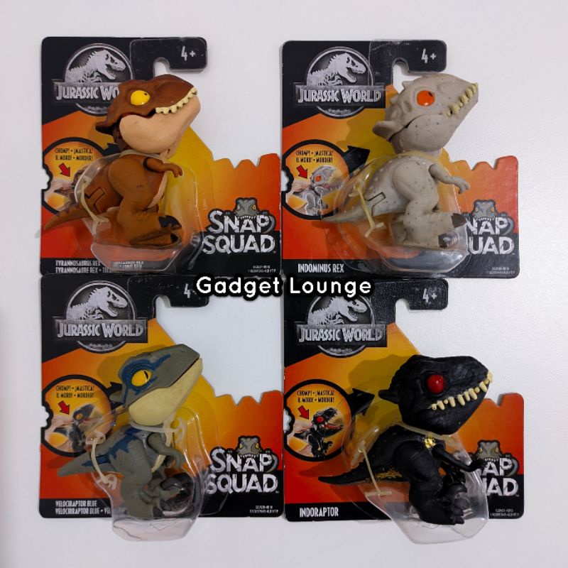 Mattel Jurassic World Dino Snap Squad Wave 1 Isi 4 Dinosaurus Velociraptor Indominus TRex Indoraptor